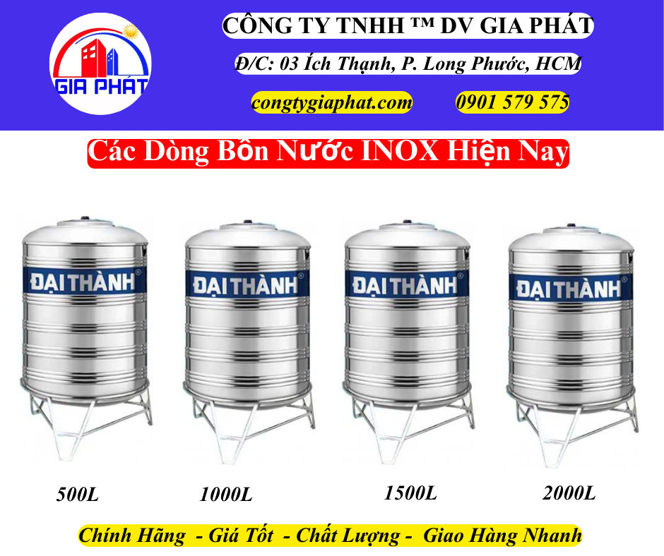 Các Dung Tích Bồn Nước INOX Phổ Biến Hiện Nay