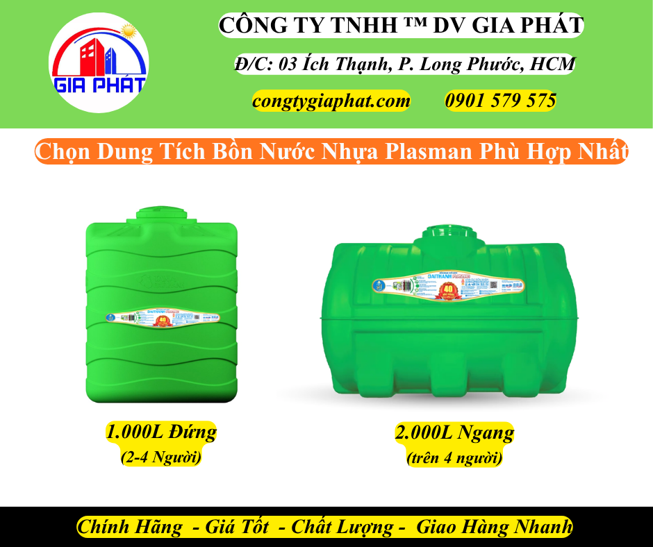 Lựa Chọn Dung Tích Bồn Nhựa Plasman Phù Hợp Nhất