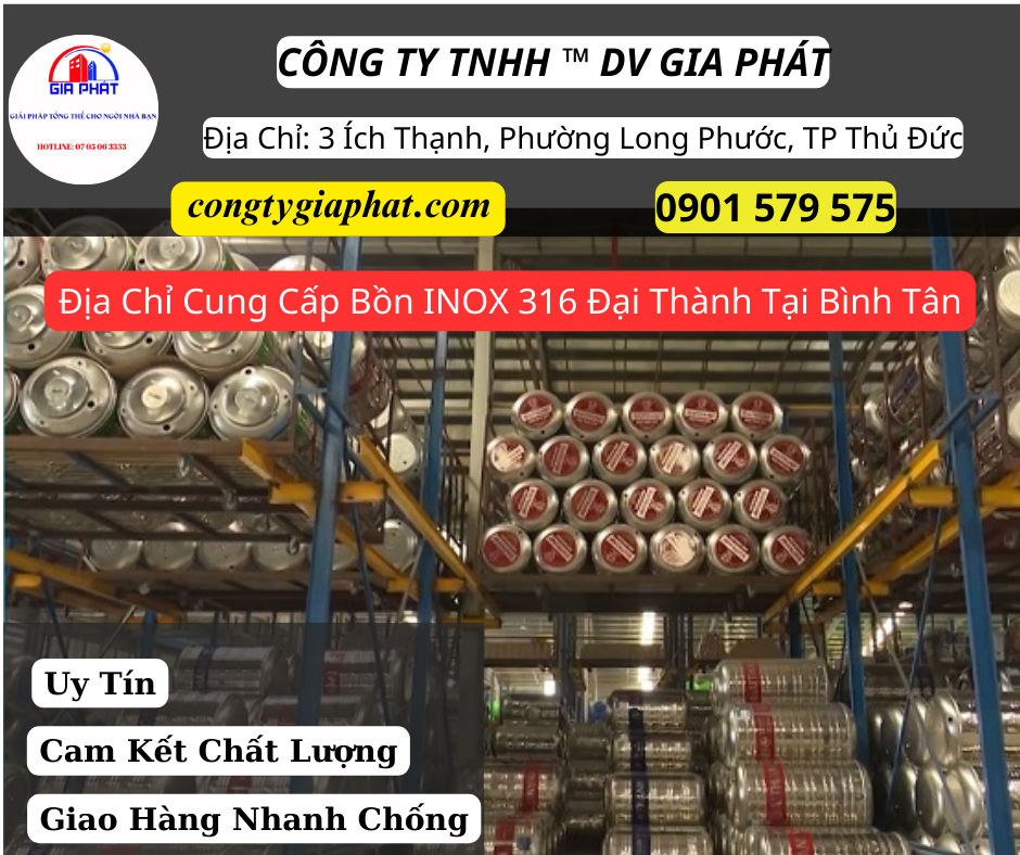 Địa Chỉ Cung Cấp Bồn INOX 316 Đại Thành Tại Bình Tân