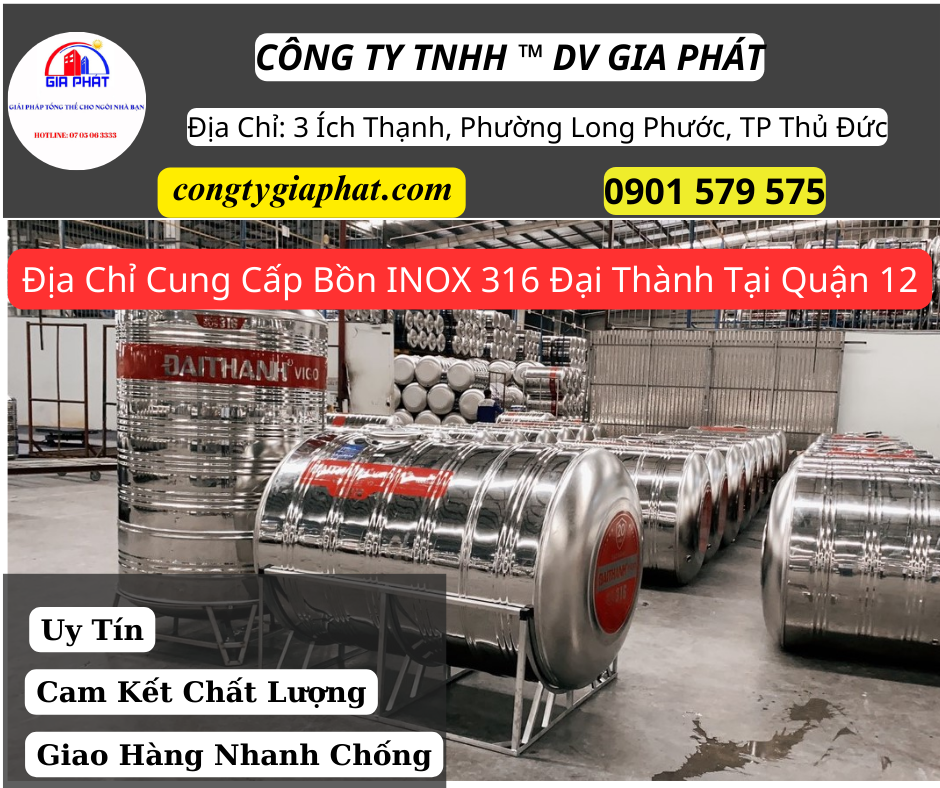 Địa Chỉ Cung Cấp Bồn Nước INOX 316 Đại Thành Tại Quận 12