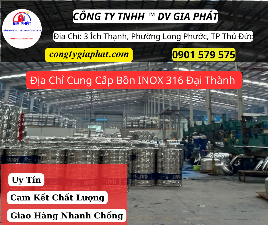 Địa Chỉ Cung Cấp Bồn INOX 316 Đại Thành Giá Tốt Uy Tín Tại Quận 3