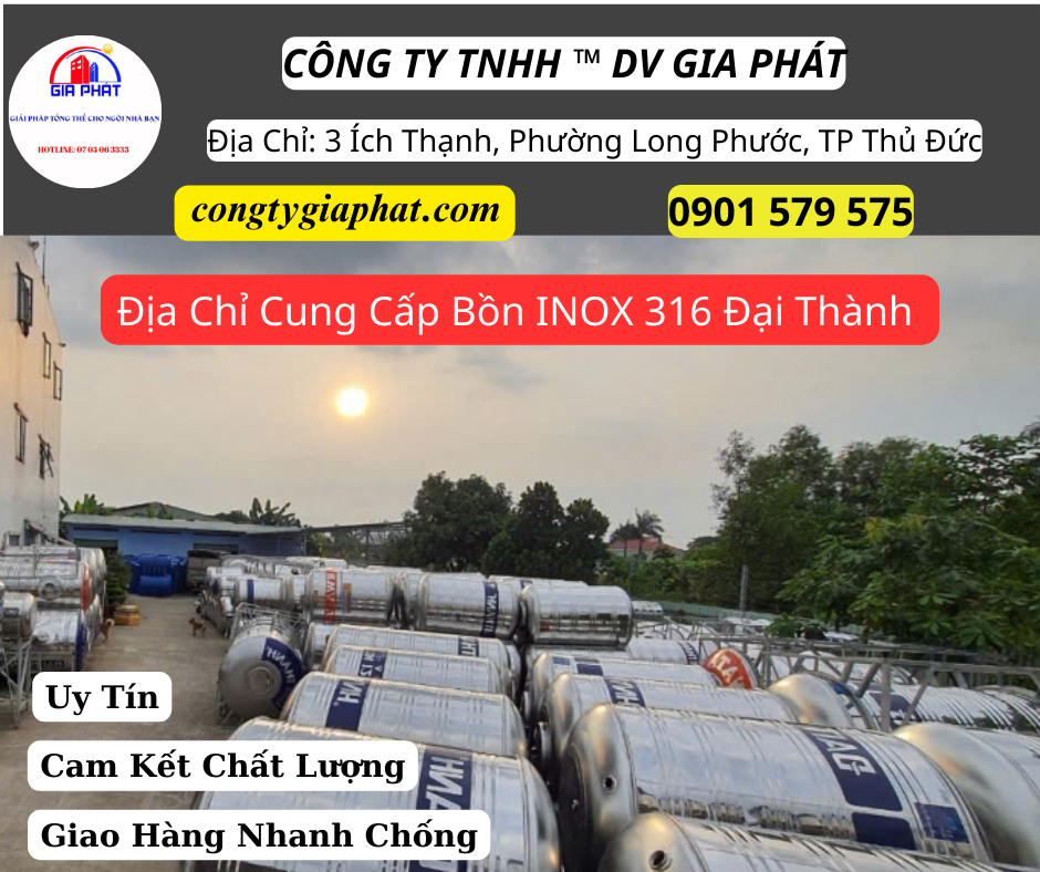 Địa Chỉ Cung Cấp Bồn INOX 316 Đại Thành Uy Tín Giá Tốt Tại Quận 4