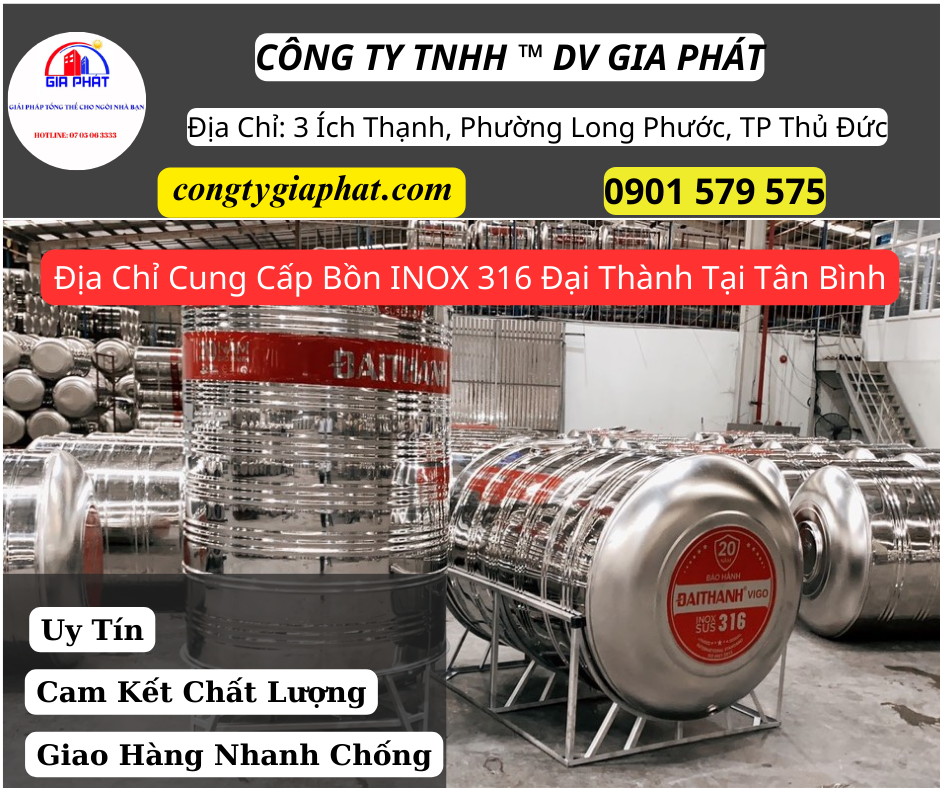 Địa Chỉ Cung Cấp Bồn INOX 316 Đại Thành Tại Tân Bình