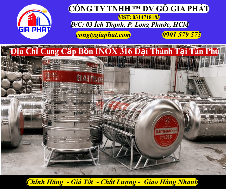 Địa Chỉ Cung Cấp Bồn INOX 316 Đại Thành Tại Tân Phú