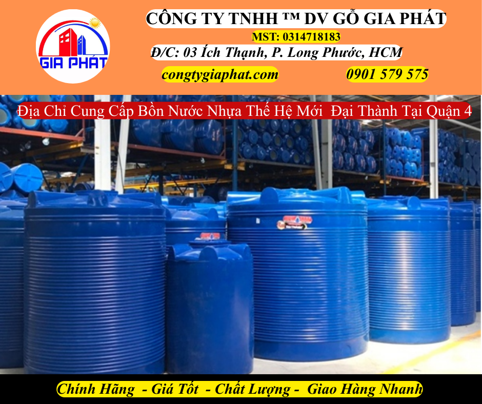 Địa Chỉ Cung Cấp Bồn Nước Nhựa Thế Hệ Mới Đại Thành Chính Hãng Tại Quận 4