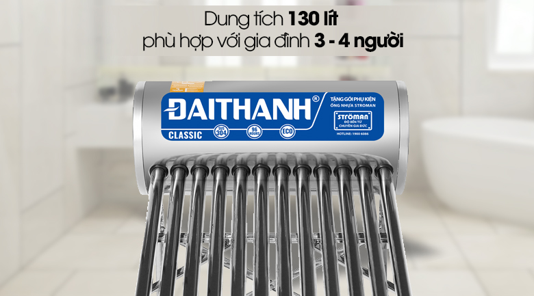 Máy nước nóng năng lượng mặt trời Đại Thành đa dạng dung tích phù hợp với 1 số lượng người dử dụng. Máy nước nóng năng lượng mặt trời Đại Thành đa dạng dung tích phù hợp với 1 số lượng người dử dụng.
