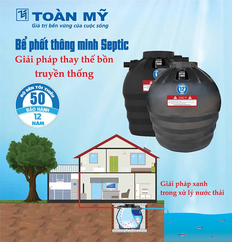 Hình ảnh bồn tự hoại septic Toàn Mỹ 1600L Hình ảnh bồn tự hoại septic Toàn Mỹ 1600L