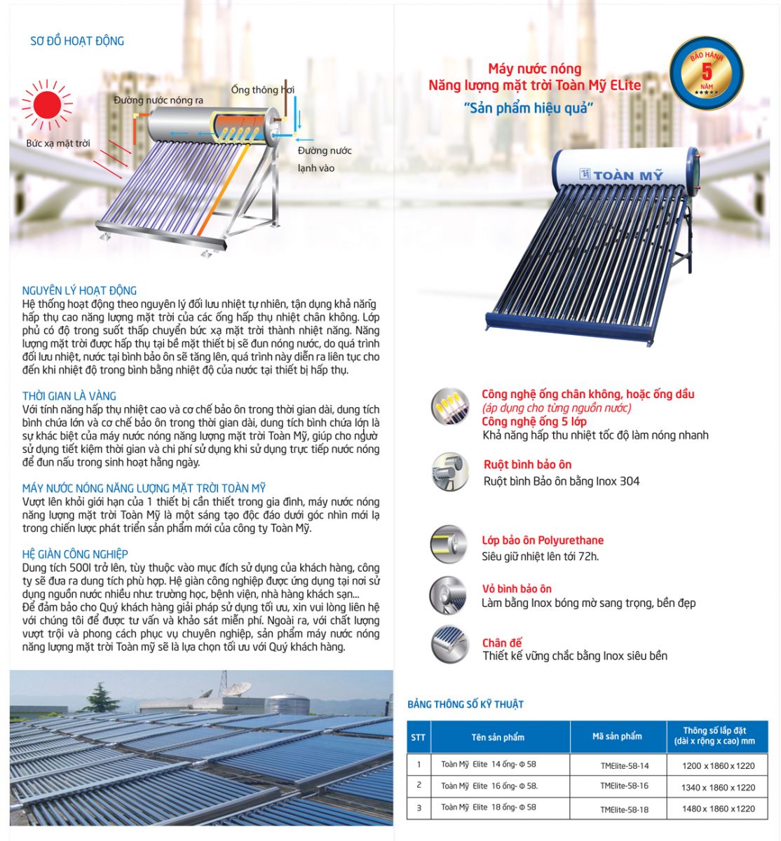 Máy nước nóng năng lượng mặt trời Toàn Mỹ Elite Máy nước nóng năng lượng mặt trời Toàn Mỹ Elite