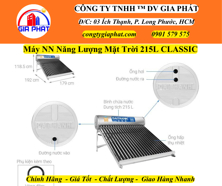 Máy NN Năng Lượng Mặt Trời Đại Thành 215L Classic