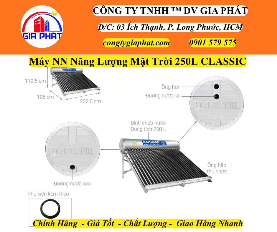 Máy NN Năng Lượng Mặt Trời Đại Thành 250L Classic