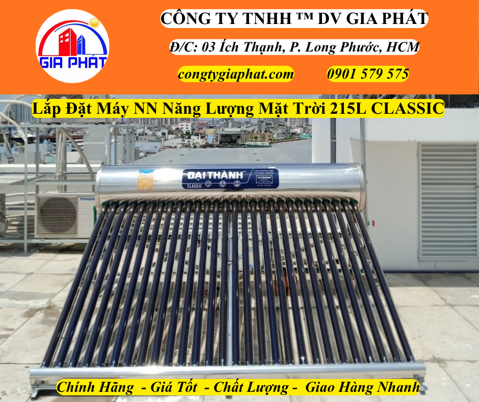 Lắp Đặt Máy NN Năng Lượng Mặt Trời Đại Thành 215L Classic