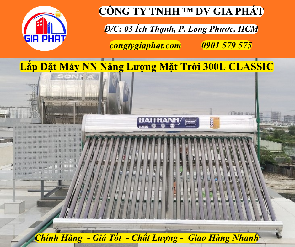 Lắp Đặt Máy NN Năng Lượng Mặt Trời Đại Thành 300L Classic