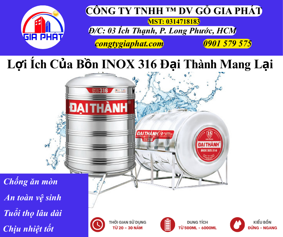 Lợi Ích Của Bồn INOX 316 Đại Thành Mang Lại