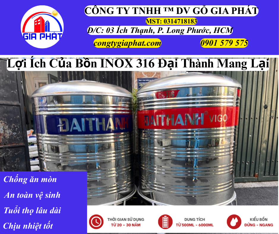 Lợi Ích Của Bồn Nước INOX 316 Đại Thành Mang Lại