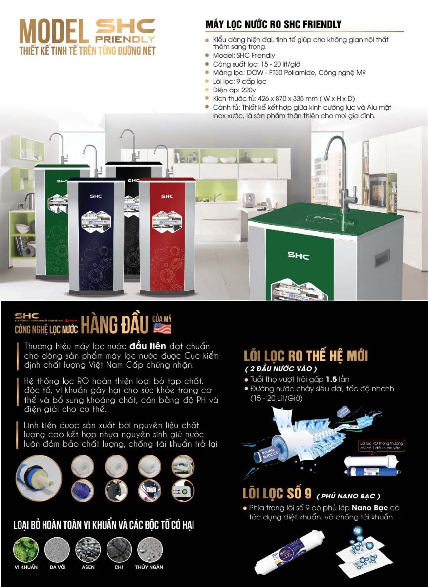 MÁY LỌC NƯỚC RO SHC FRIENDLY (H2) MÁY LỌC NƯỚC RO SHC FRIENDLY (H2)