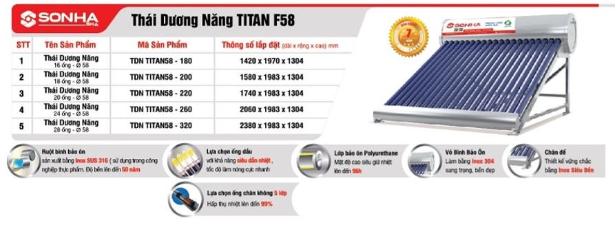 Thái Dương năng Titan F58 Thái Dương năng Titan F58