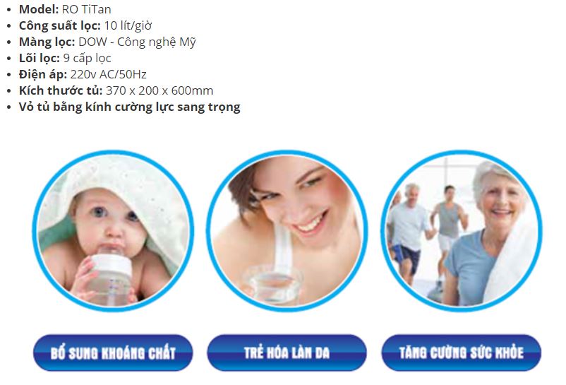 Thông số kỹ thuật máy Lọc Nước RO TiTan 9 lõi lọc Thông số kỹ thuật máy Lọc Nước RO TiTan 9 lõi lọc