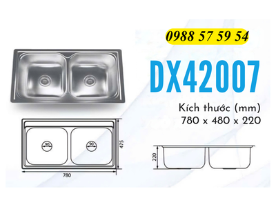 Chậu rửa Inox 304 nguyên khối Đại Thành DX42007
