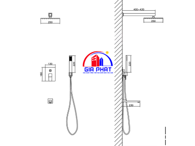 Bộ sen cây âm tường vuông Roshan Premium R90612