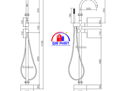 Bộ sen cây bồn tắm Nằm Roshan Premium R80115