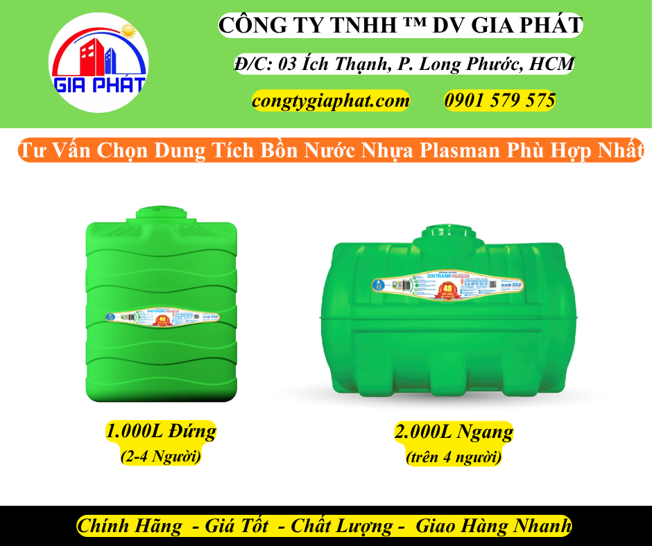 Tư Vấn Chọn Dung Tích Bồn Nước Nhựa Plasman Phù Hợp Nhất
