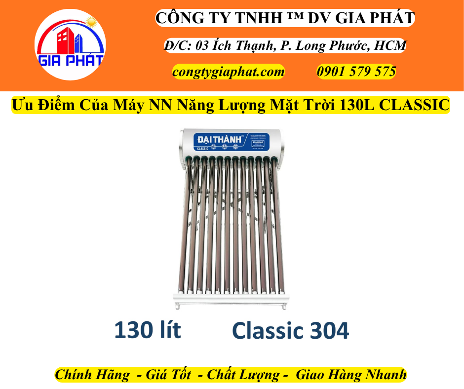Ưu Điểm Của Máy NN Năng Lượng Mặt Trời Đại Thành 130L Classic