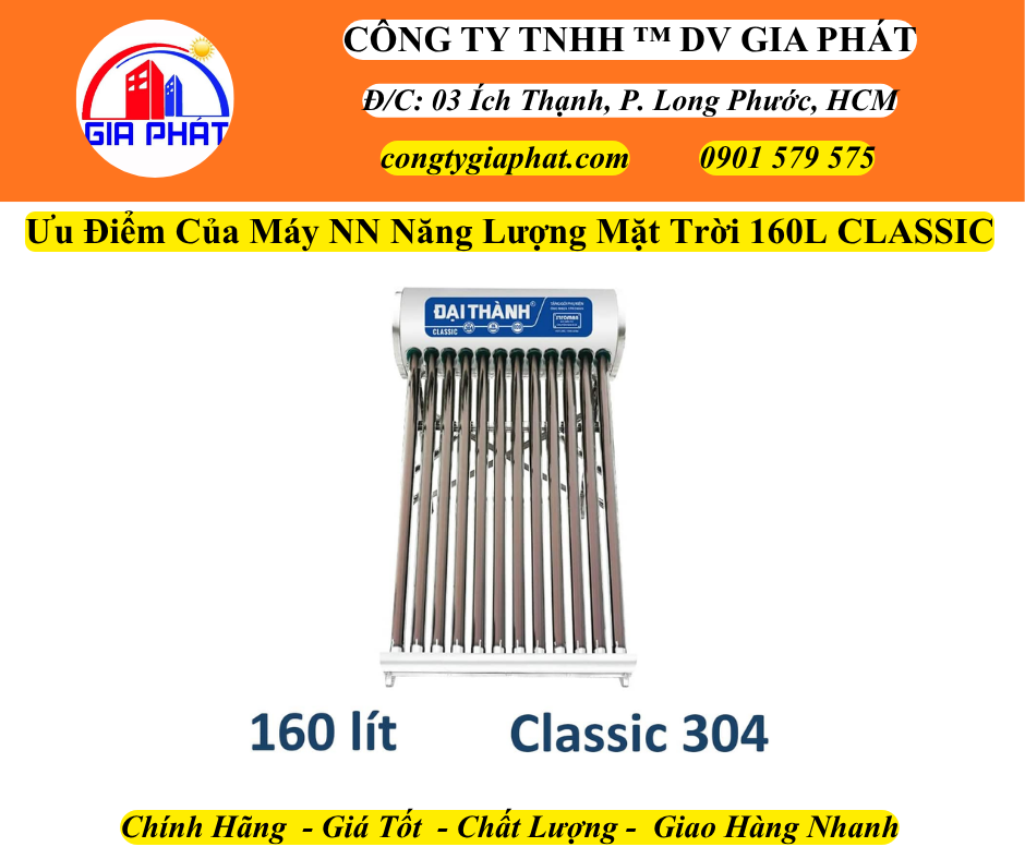 Ưu Điểm Của Máy NN Năng Lượng Mặt Trời Đại Thành 160L Classic