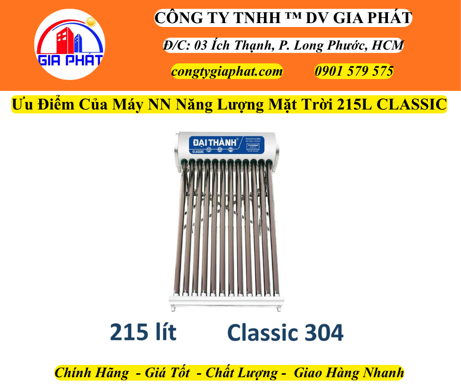 Máy NN Năng Lượng Mặt Trời Đại Thành 215L Classic