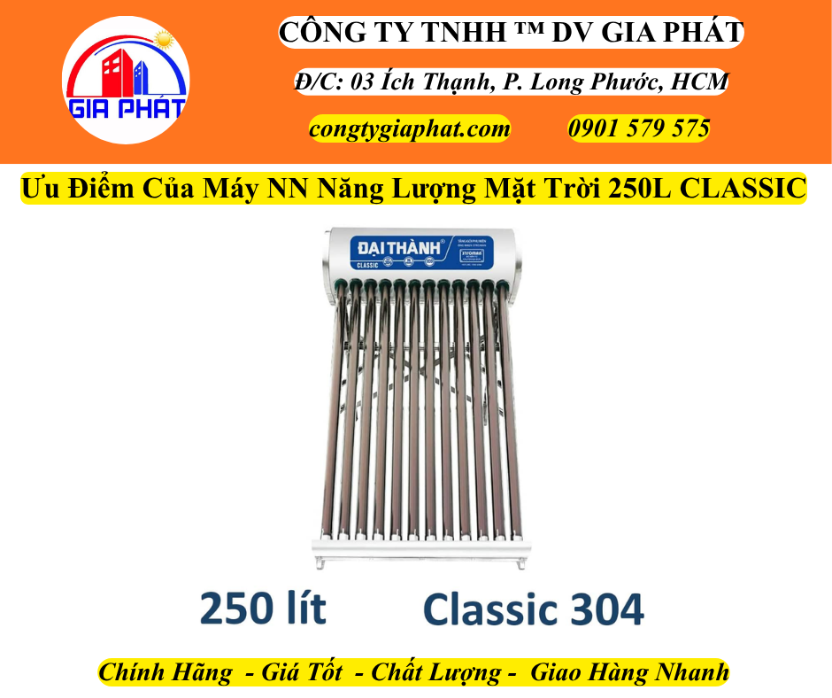 Ưu Điểm Của Máy NN Năng Lượng Mặt Trời Đại Thành 250L Classic