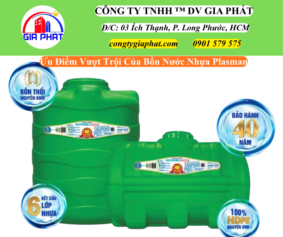 Ưu Điểm Vượt Trội Của Bồn Nước Nhựa Plasman Đại Thành