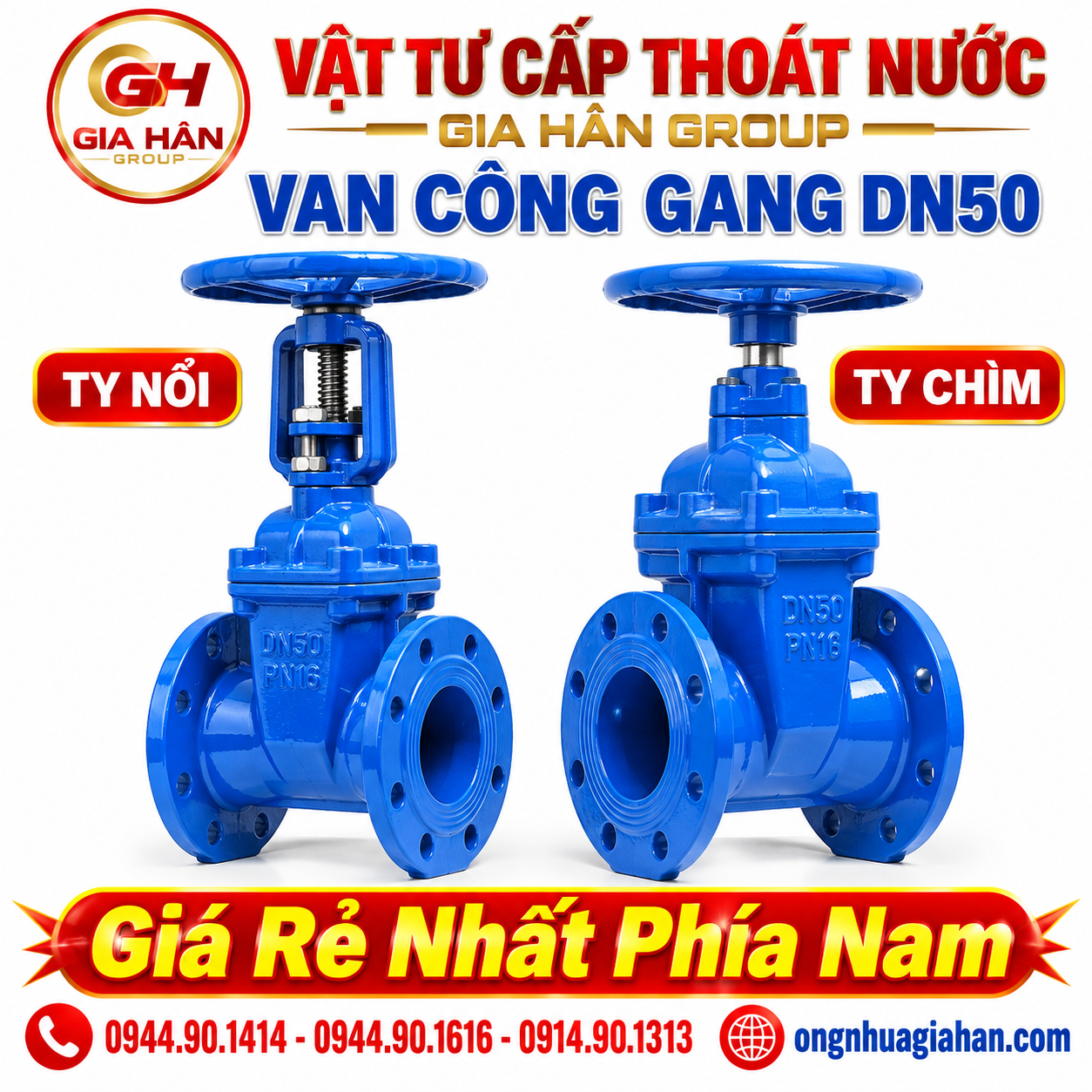 So sánh van cổng DN50 ty chìm và ty nổi