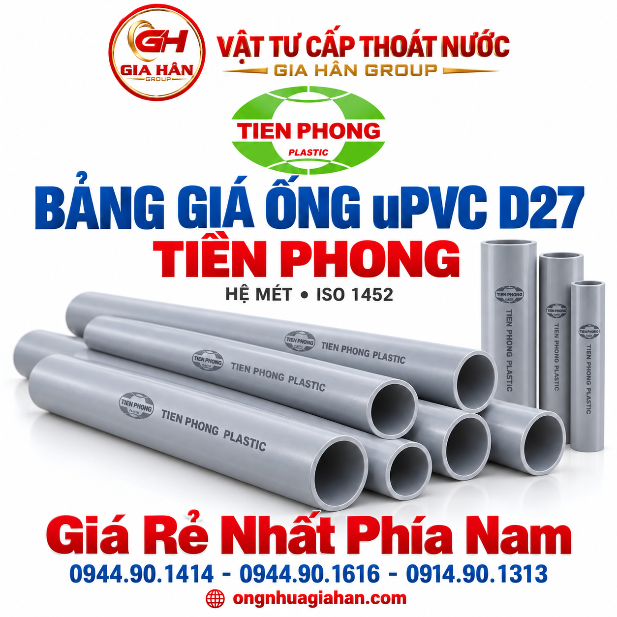 Bảng giá và quy cách ống nhựa uPVC D27 Tiền Phong hệ mét tiêu chuẩn ISO 1452