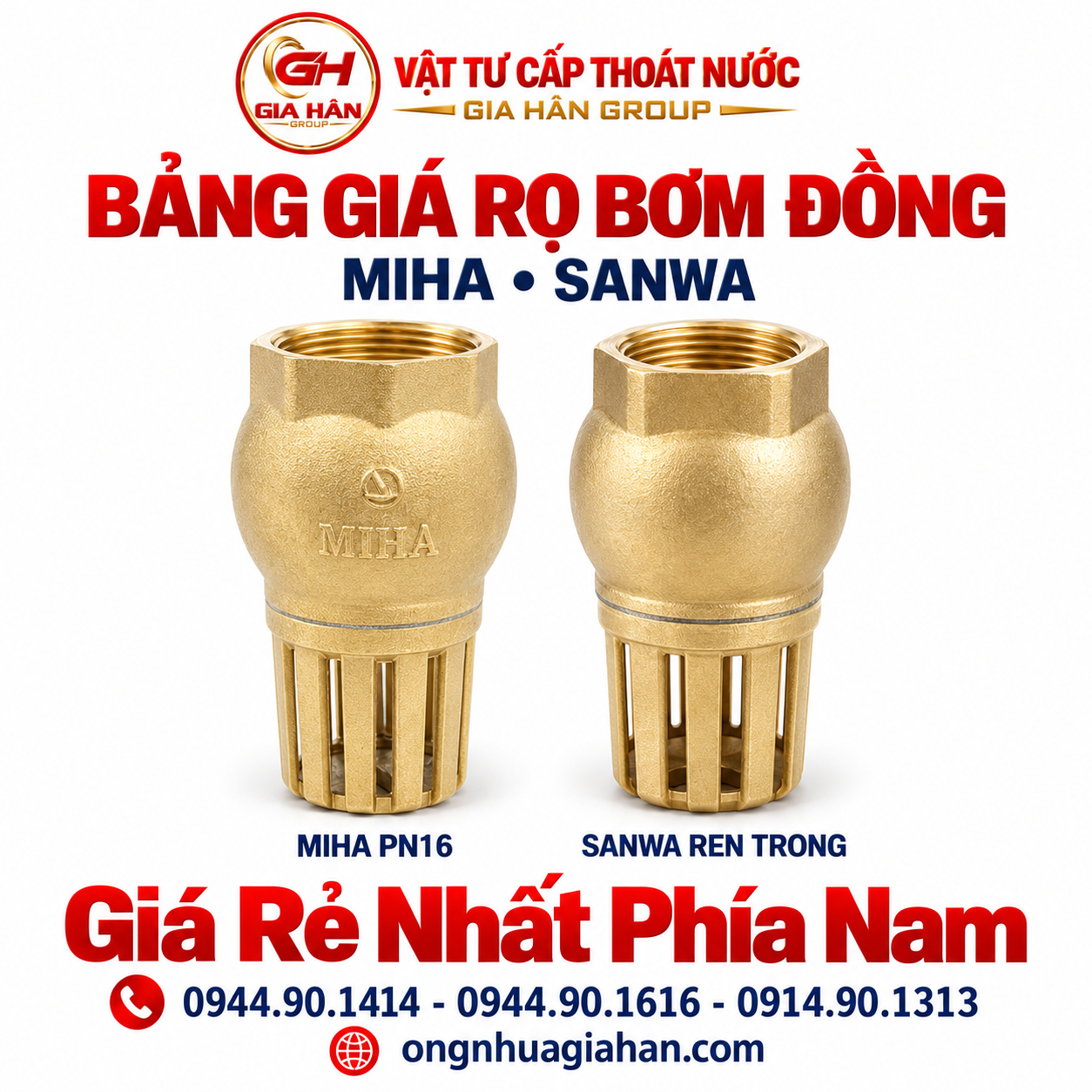 Thực tế sản phẩm rọ bơm đồng luppe đồng Minh Hòa Miha PN16 và Sanwa ren trong