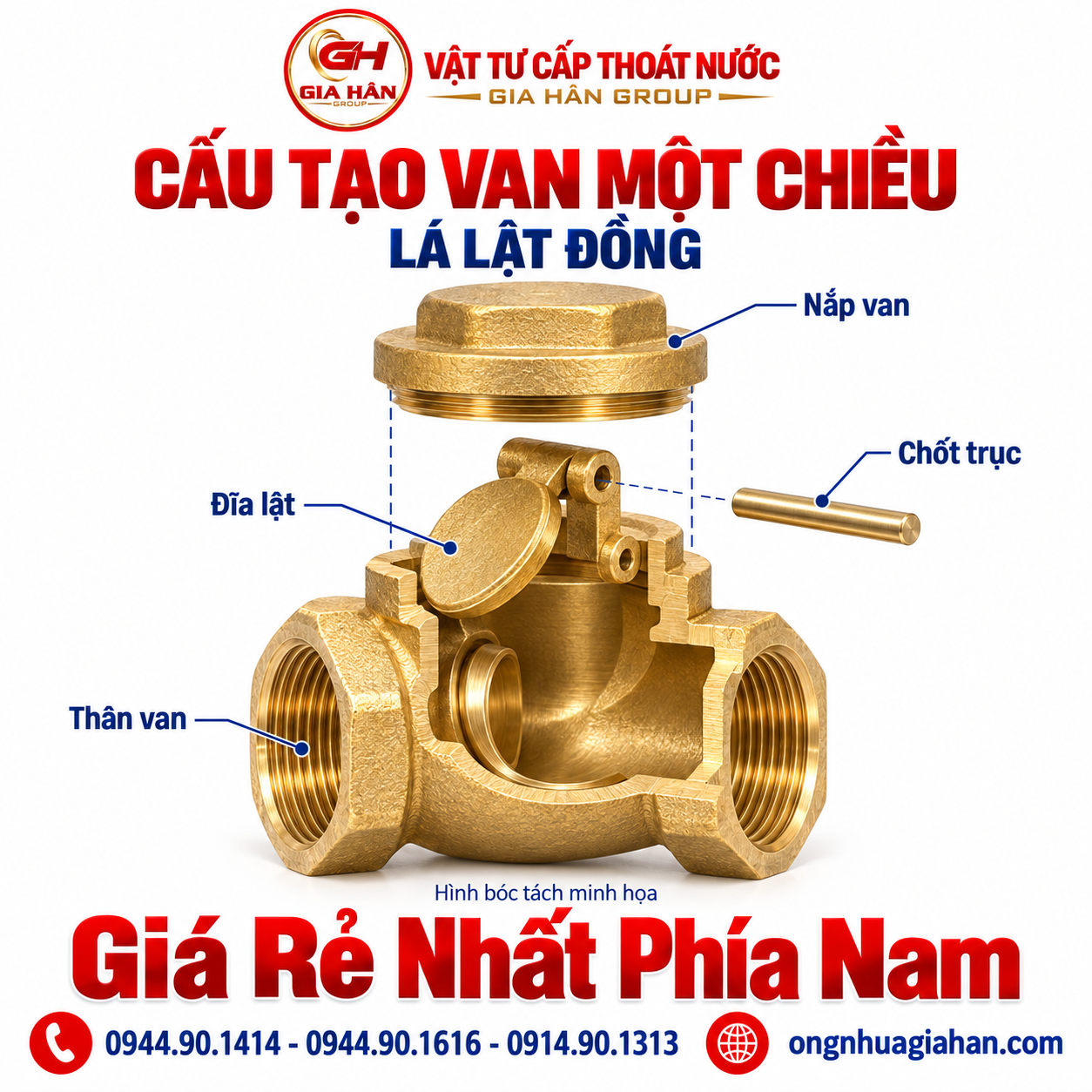 Bản vẽ kỹ thuật bóc tách cấu tạo thân van dia lat va chot truc van 1 chieu dong