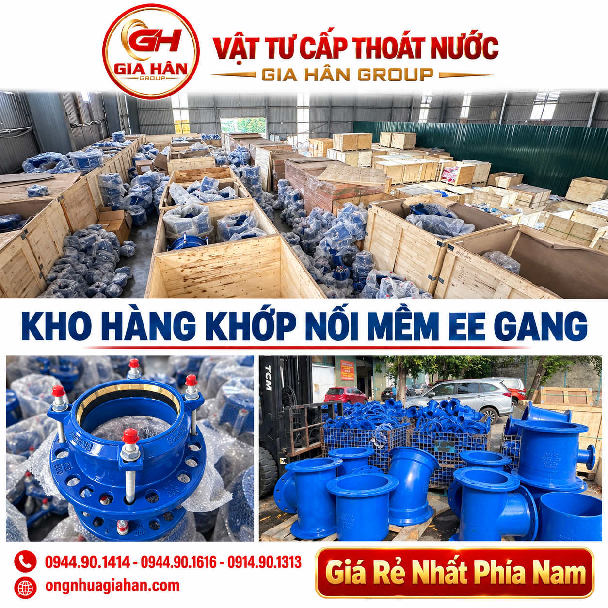 Khớp nối mềm EE gang phủ sơn epoxy sẵn kho đầy đủ kích cỡ từ DN50 đến DN800