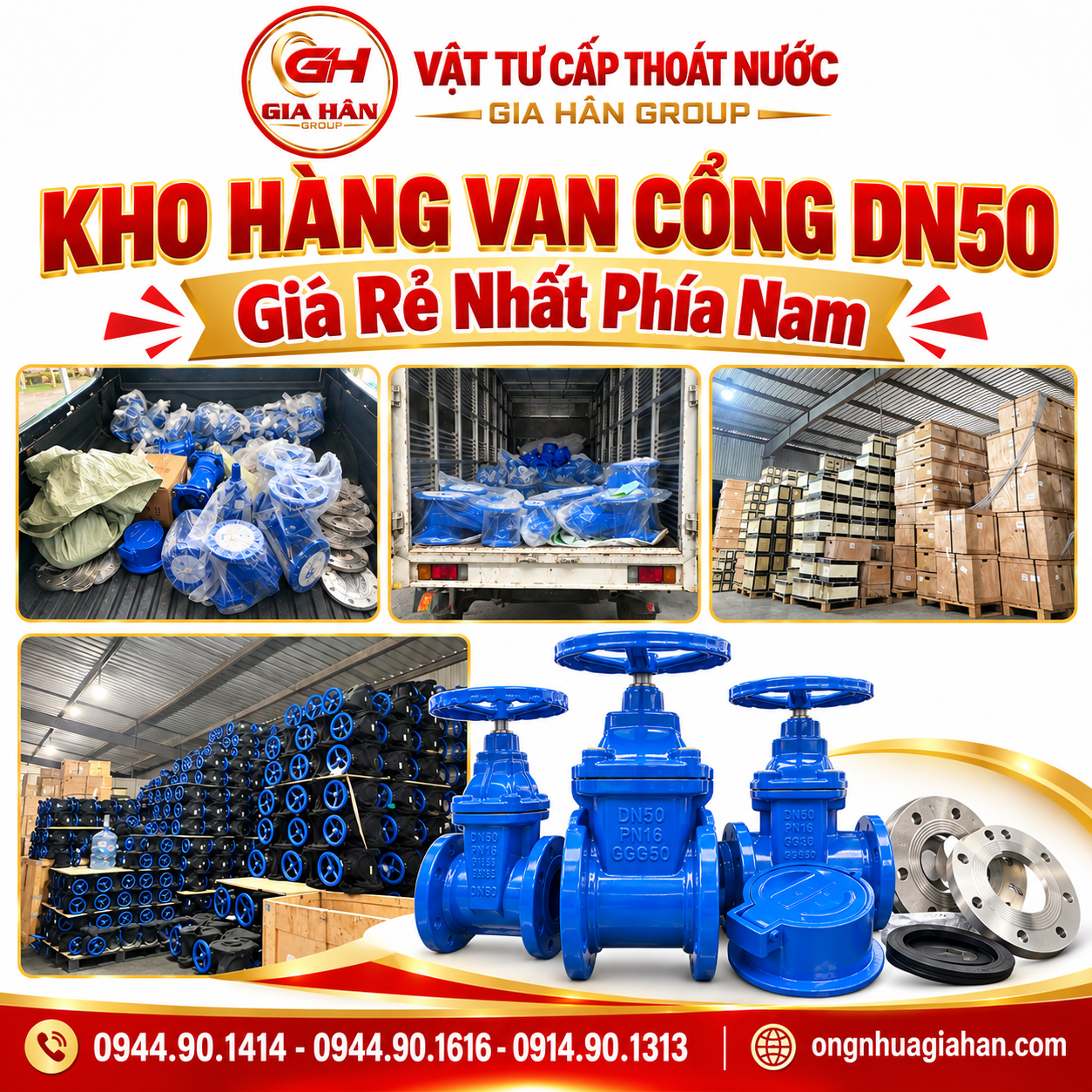 Kho hàng van cong DN50 của Vật Tư Cấp Thoát Nước Gia Hân Group