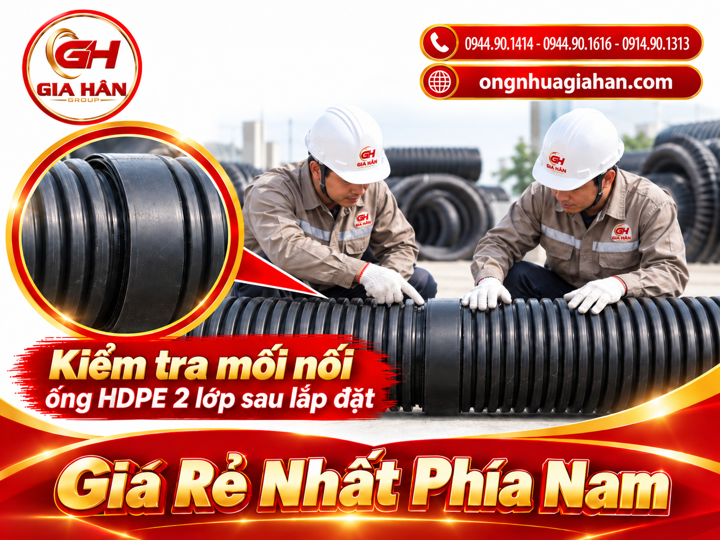 Kiểm tra mối nối ống HDPE 2 lớp sau lắp đặt
