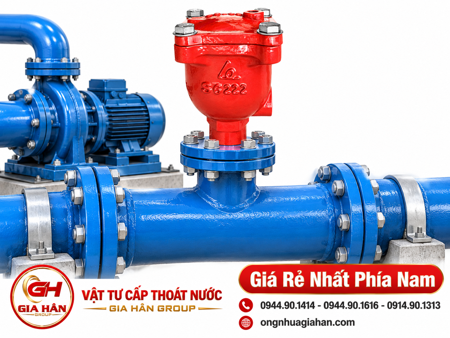 Cụm van xả khí gang mặt bích lắp đặt tại đỉnh trạm bơm cấp nước công nghiệp