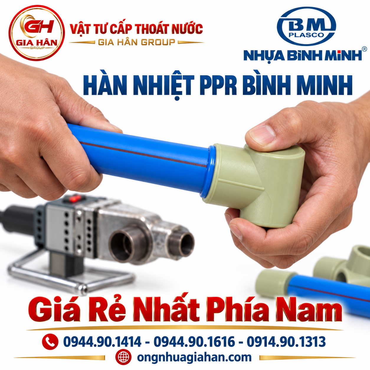Thi công mối nối hàn nhiệt đồng chất cho ống và phụ kiện PPR Bình Minh