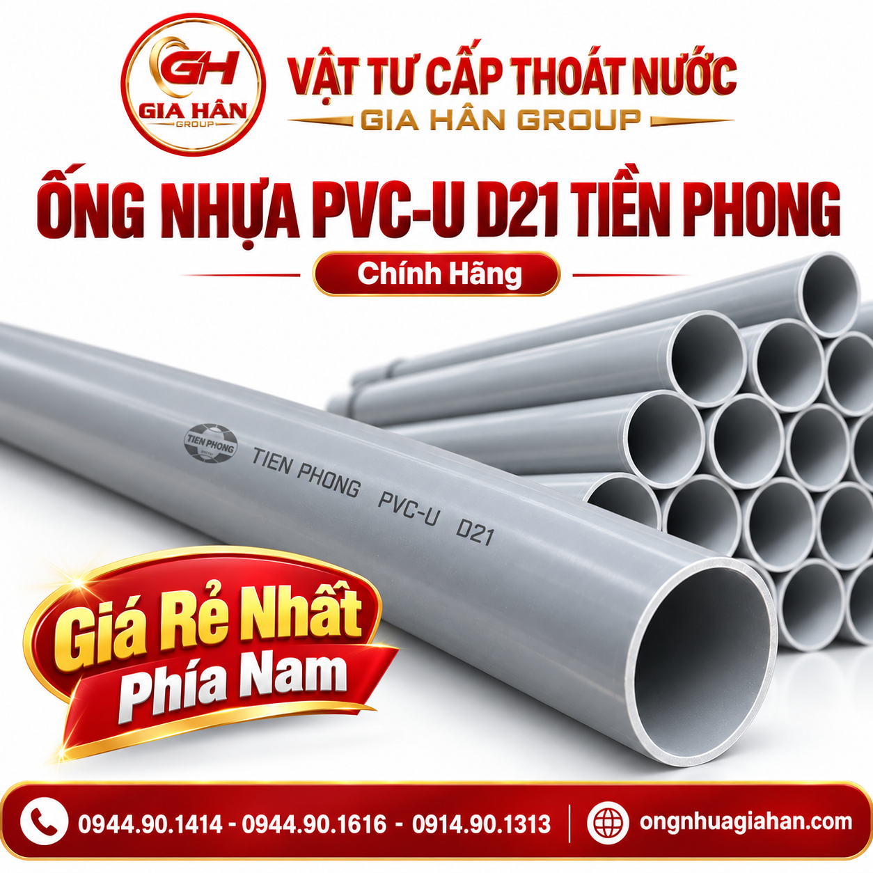 Ống nhựa PVC-U D21 Tiền Phong phi 21mm in thông số kỹ thuật và áp suất