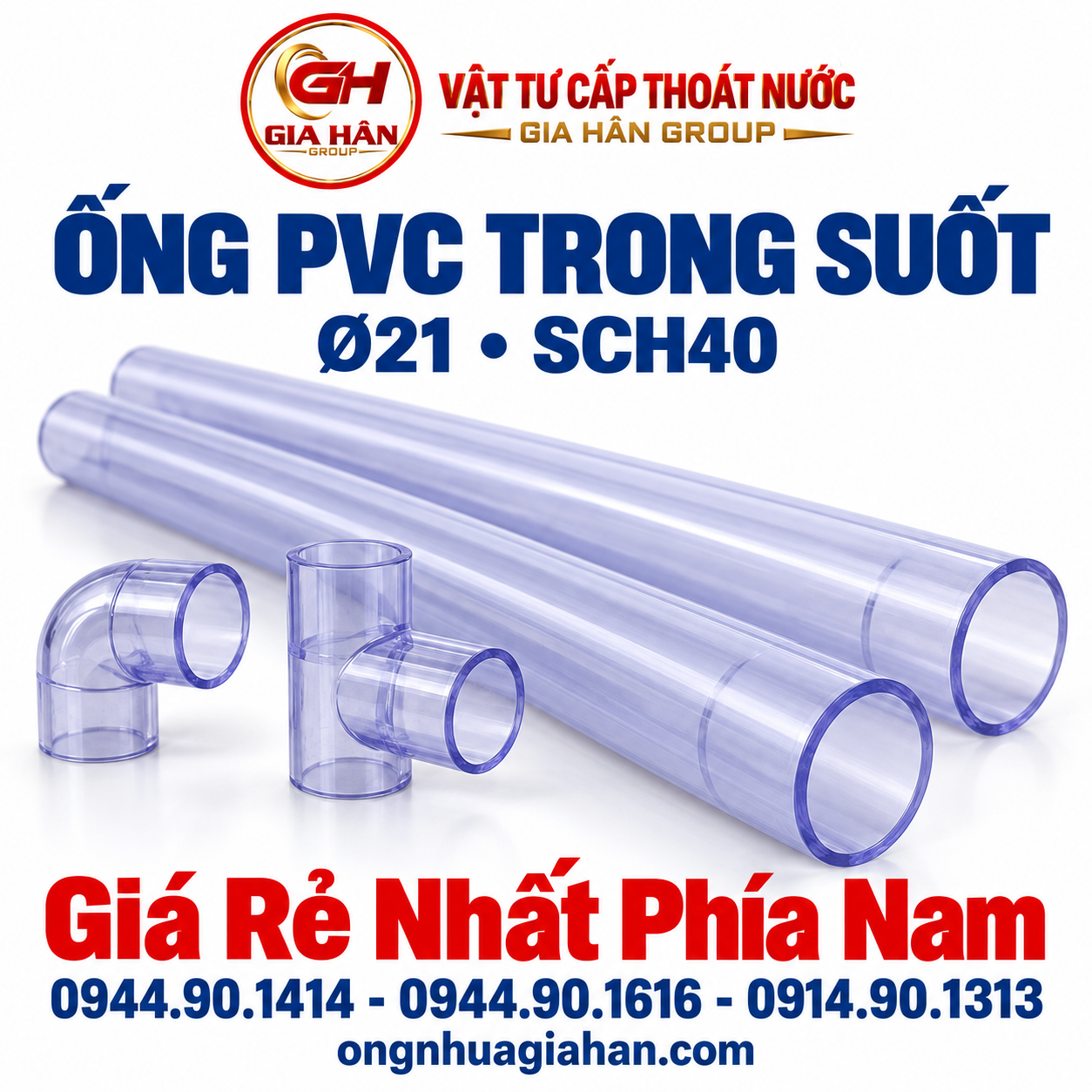 Bảng giá và cây ống nhựa PVC 21 trong suốt chuẩn SCH40 DN15