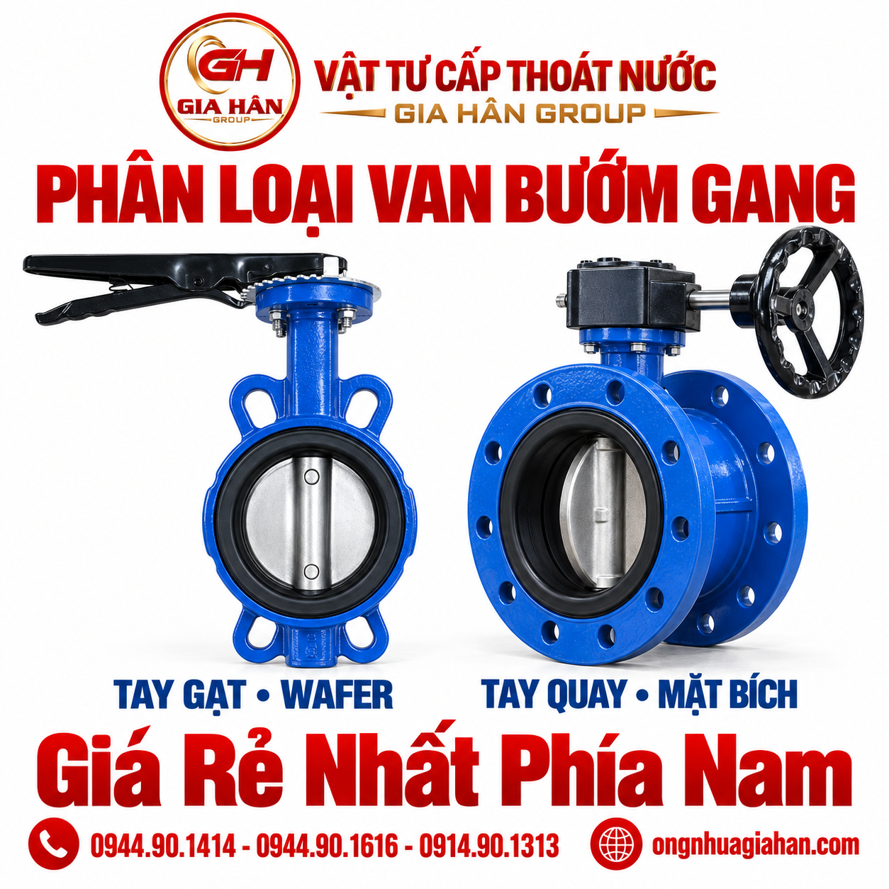 So sánh van bướm gang tay gạt Wafer và van bướm gang tay quay mặt bích