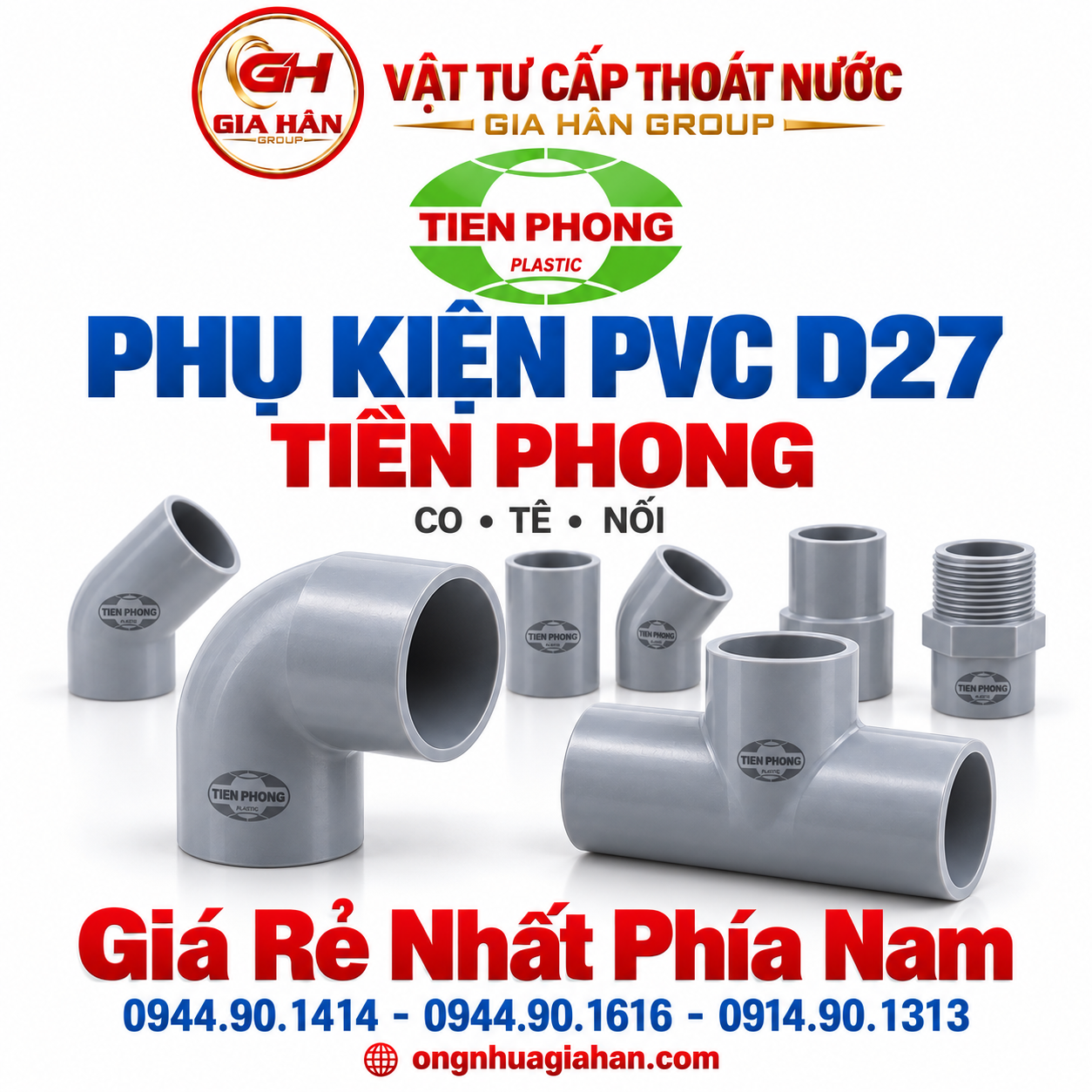 Phụ kiện co tê nối ống nhựa uPVC D27 Tiền Phong chuẩn kỹ thuật