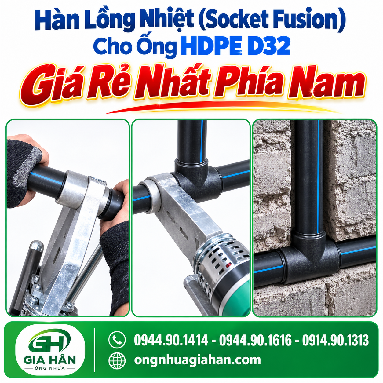 Phương pháp hàn lồng nhiệt (Socket Fusion) cho ống HDPE D32