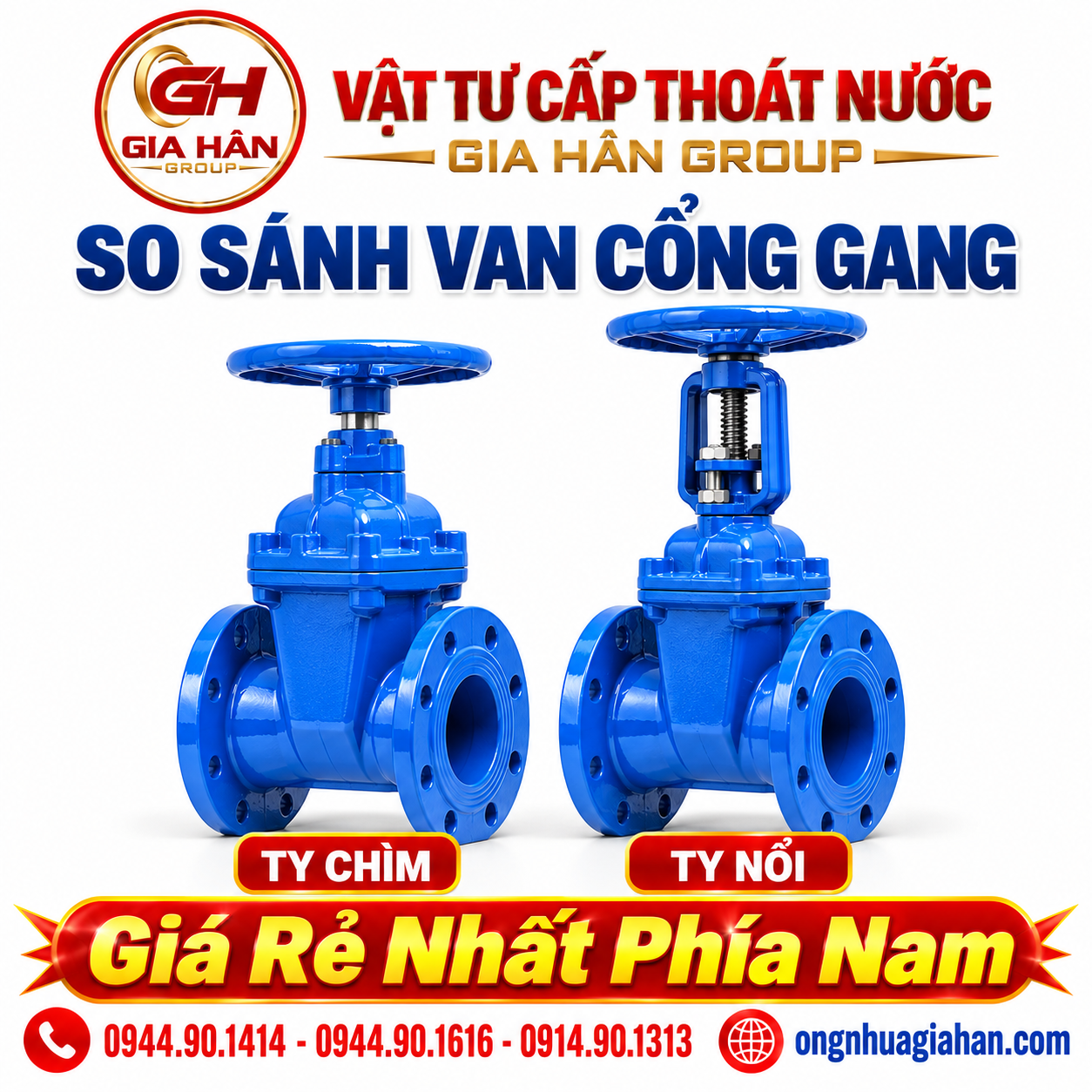 So sánh thực tế van cổng gang ty chìm và van cổng gang ty nổi