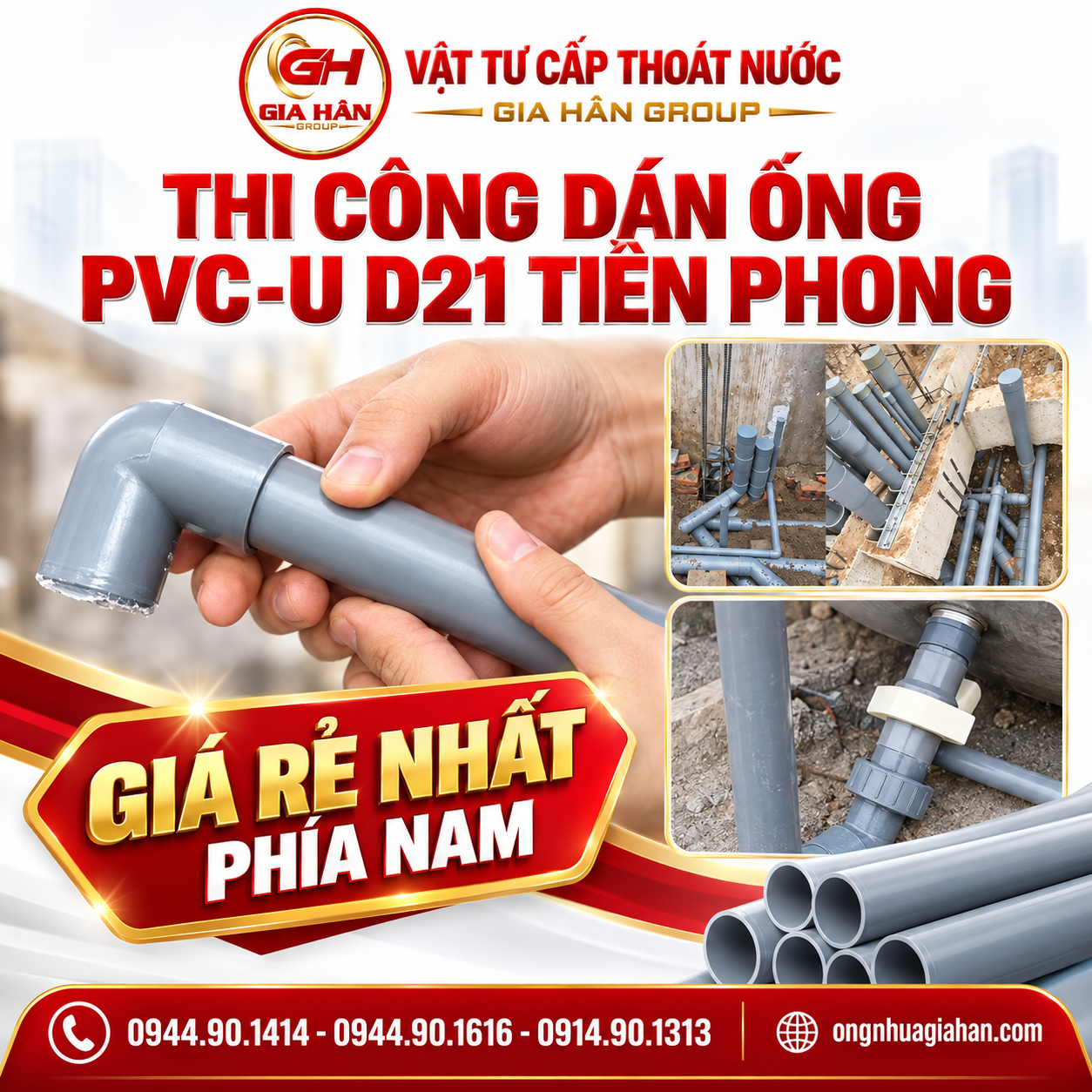 Kỹ thuật bôi keo và lắp nối ống PVC-U D21 với phụ kiện cút góc