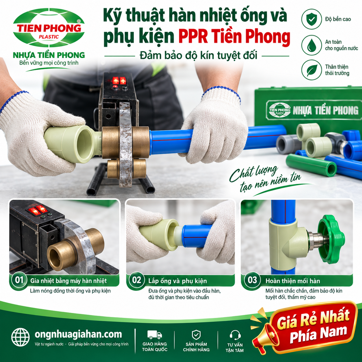 Kỹ thuật hàn nhiệt ống và phụ kiện PPR Tiền Phong đảm bảo độ kín tuyệt đối