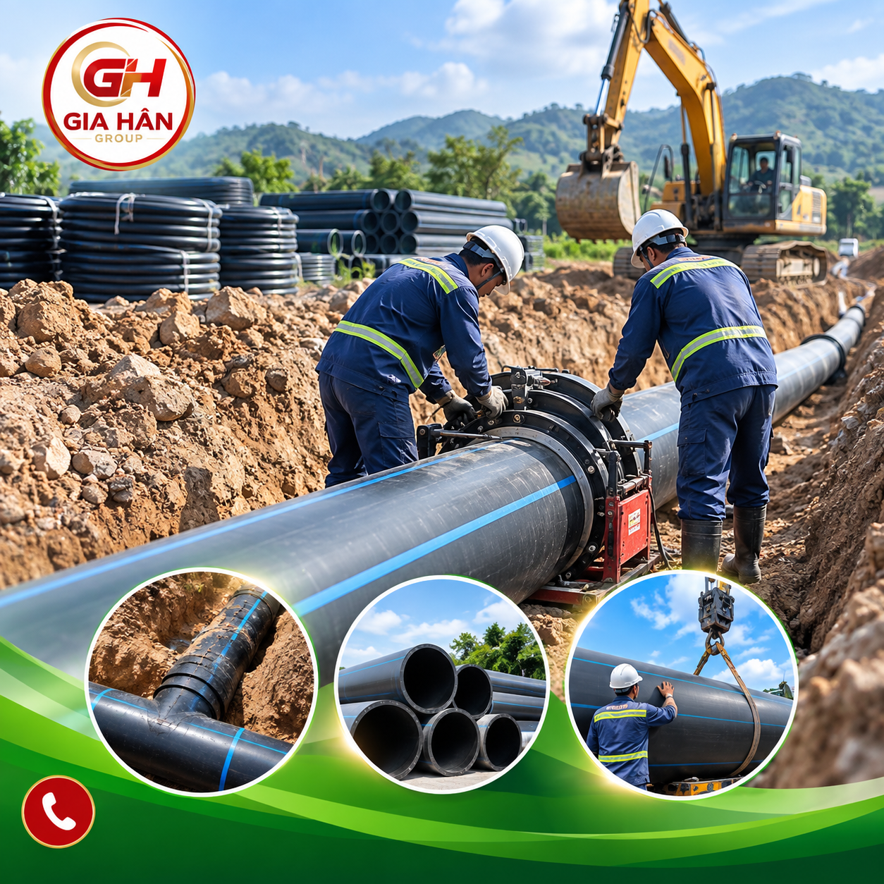 Kỹ thuật thi công lắp đặt ống HDPE Tiền Phong hàn nhiệt đối đầu