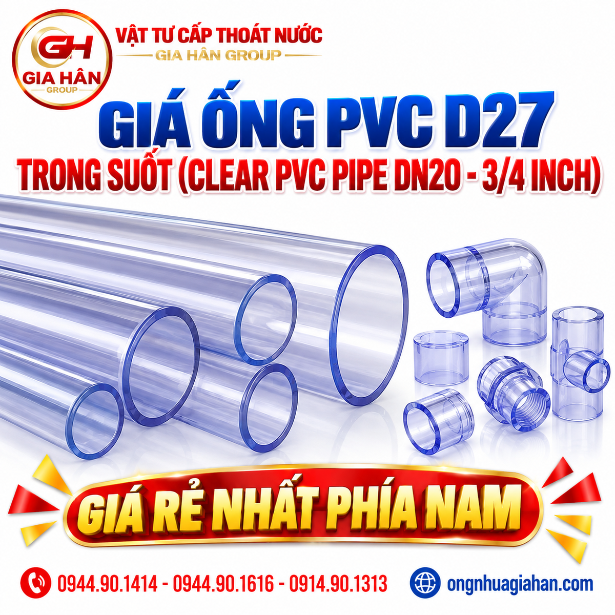 Giá Ống PVC D27 Trong Suốt (Clear PVC Pipe DN20 - 3/4 inch)