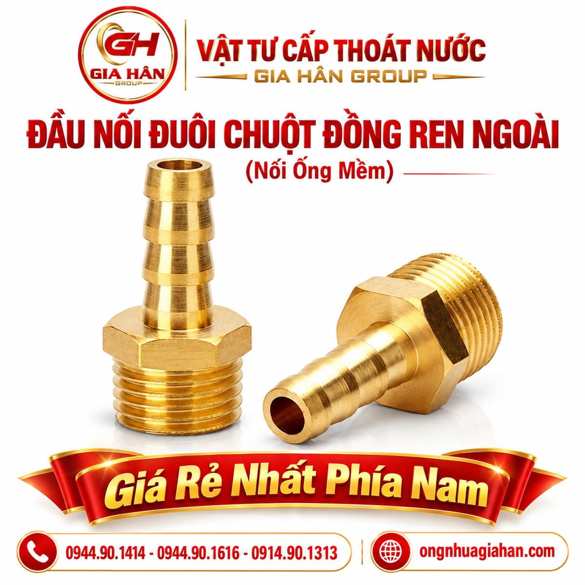 Đầu Nối Đuôi Chuột Đồng Ren Ngoài (Nối Ống Mềm)